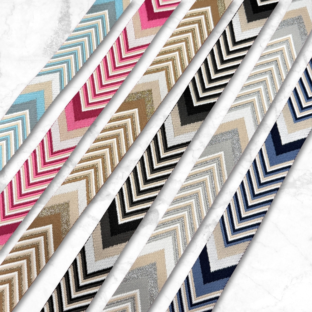 Stacked Chevron Webbing - Gold/Tan/White (retail)