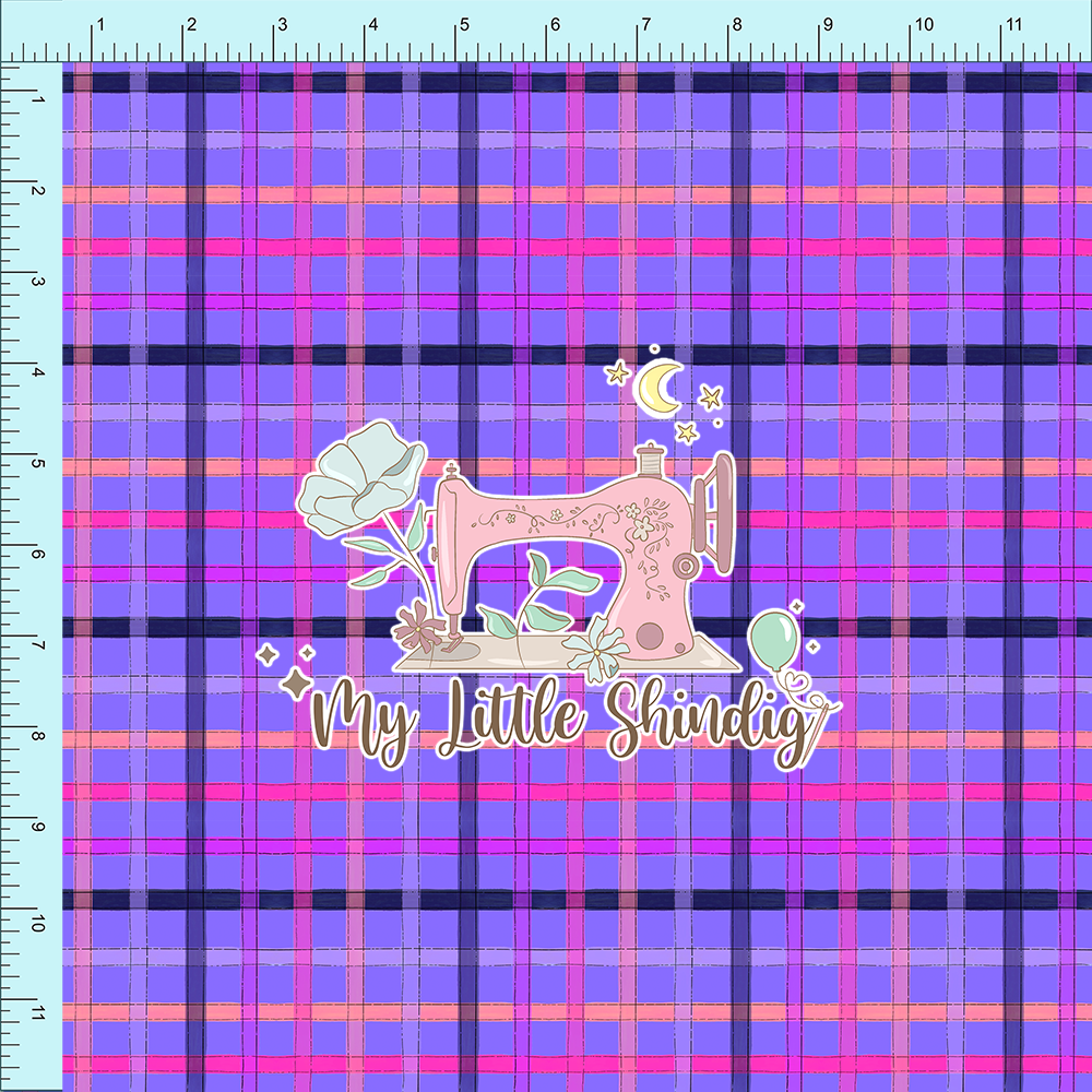Fabric Club Month 47 - Bright Botanicals Periwinkle Petite Plaid (retail)