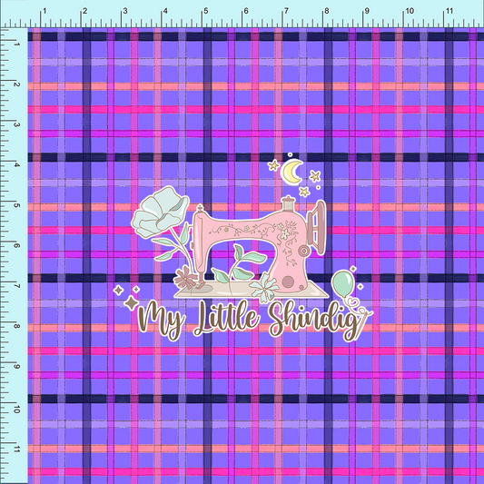 Fabric Club Month 47 - Bright Botanicals Periwinkle Petite Plaid (retail)