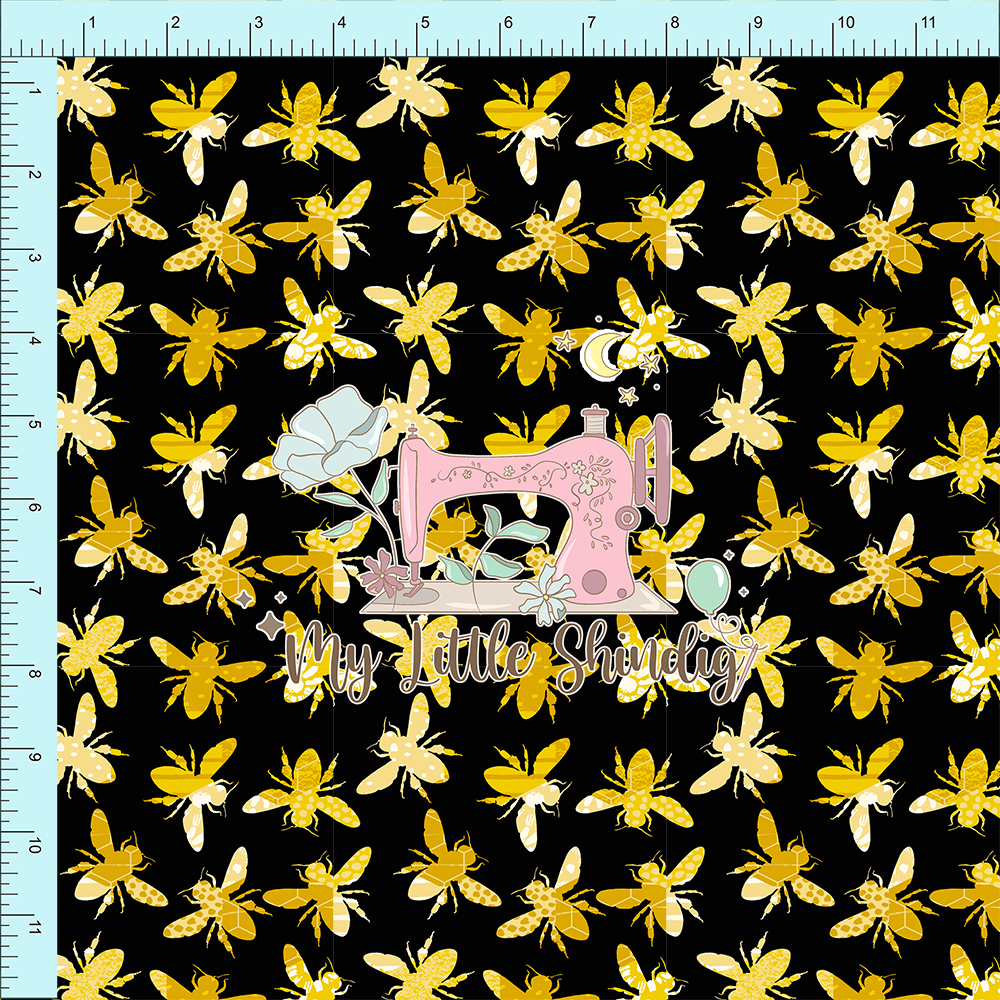 Fabric Club Month 35 - Bumbles on Black (retail)