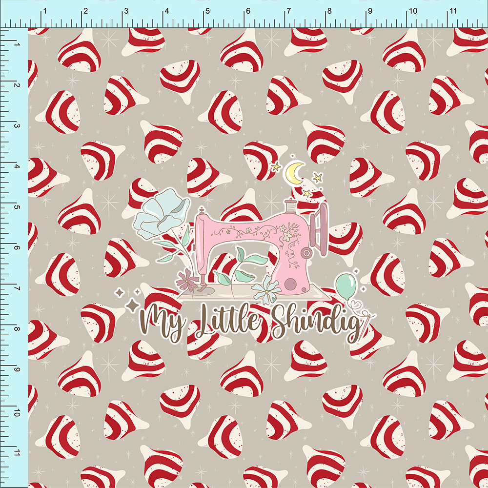 Fabric Club Month 54 - Candy Cane Kisses on Beige (retail)