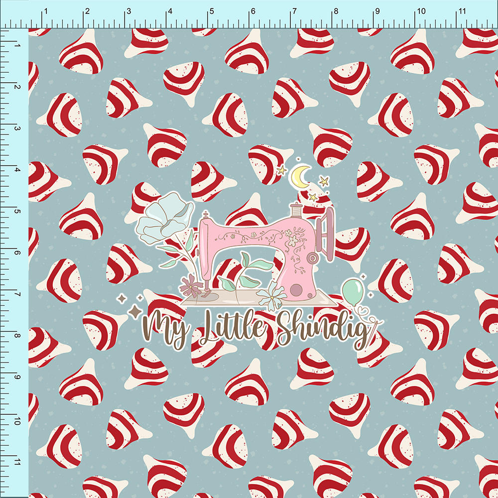 Fabric Club Month 54 - Candy Cane Kisses on Blue (retail)