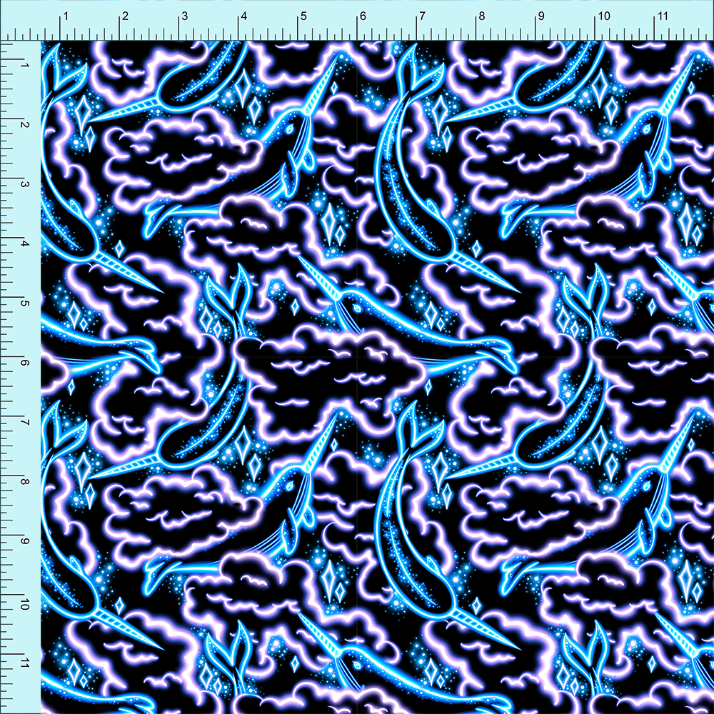 Fabric Club Month 15 - Neon Narwhals Blue (pre-order)