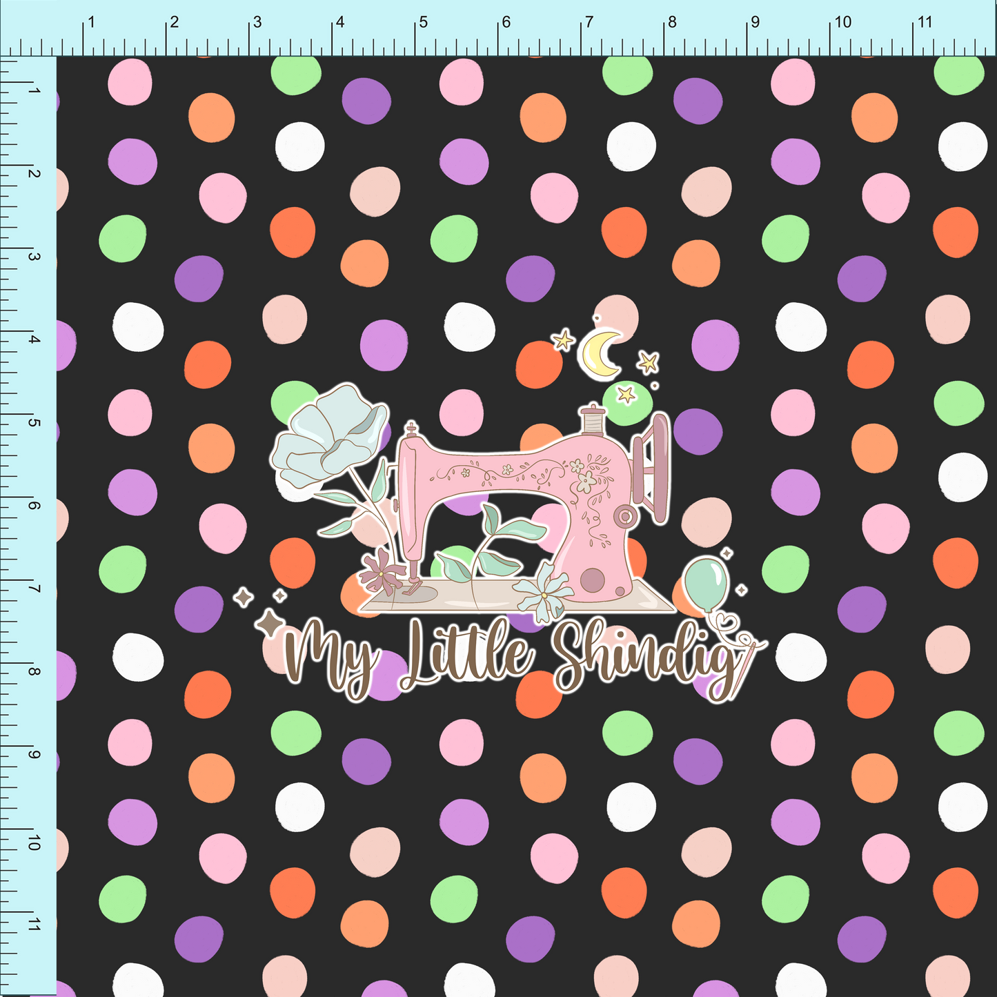 Fabric Club Month 52 - Hallowhiskers Dots on Black (retail)
