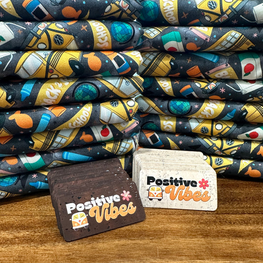 Positive Vibes - Color Printed Cork Tags (6 Pack) - MEMBERS ONLY