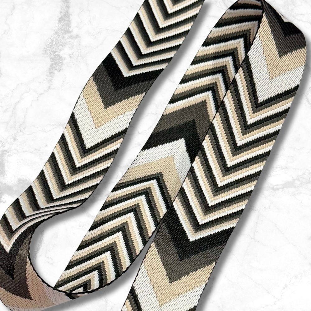Stacked Chevron Webbing - Black/Tan/White (retail)