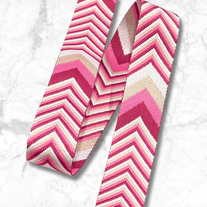 Stacked Chevron Webbing - Pink/Tan/White (retail)