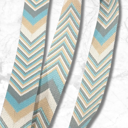 Stacked Chevron Webbing - Light Blue/Tan/White (retail)