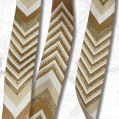 Stacked Chevron Webbing - Gold/Tan/White (retail)
