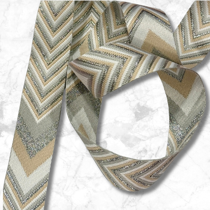 Stacked Chevron Webbing - Silver/Tan/White (retail)