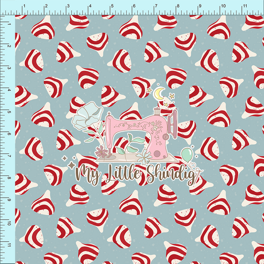 Fabric Club Month 54 - Candy Cane Kisses on Blue (retail)