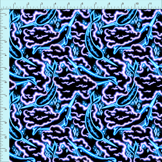 Fabric Club Month 15 - Neon Narwhals Blue (pre-order)
