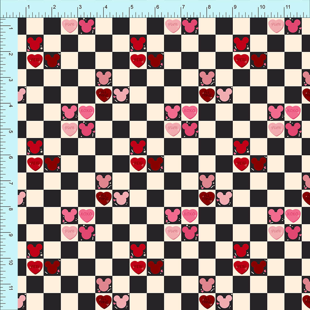 Fabric Club Month 21 - Sweetheart Mouse Black Checkerboard (pre-order)