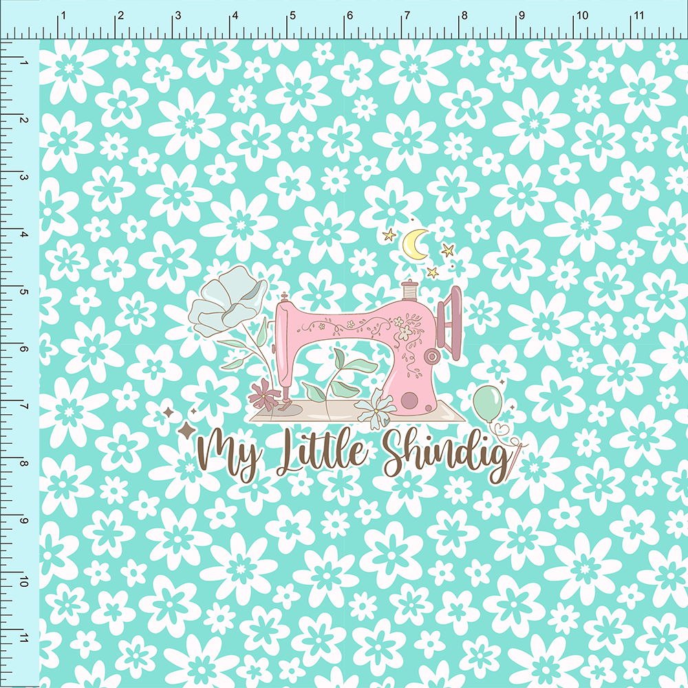 Fabric Club Month 51 - Groovy Summer Aqua Floral (retail)