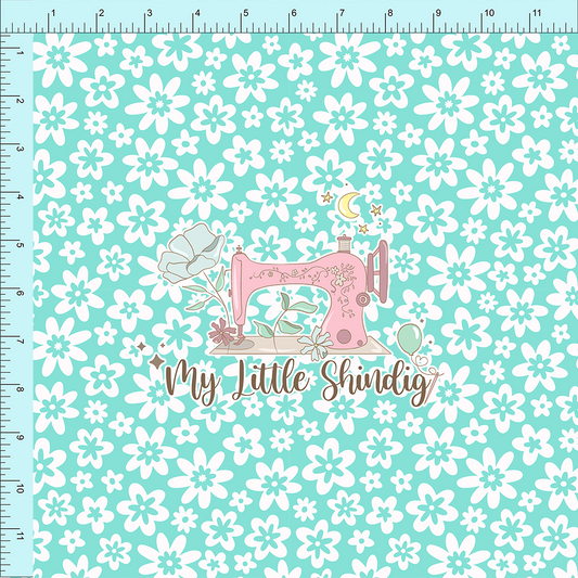 Fabric Club Month 51 - Groovy Summer Aqua Floral (retail)