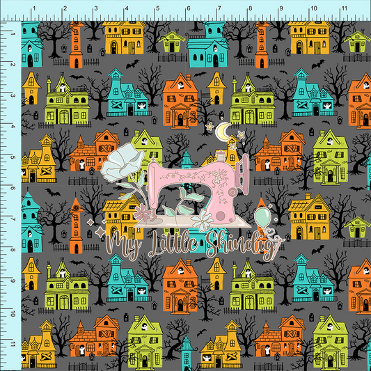 Happily Haunted Grey (retail) - Fabric Club Month 40