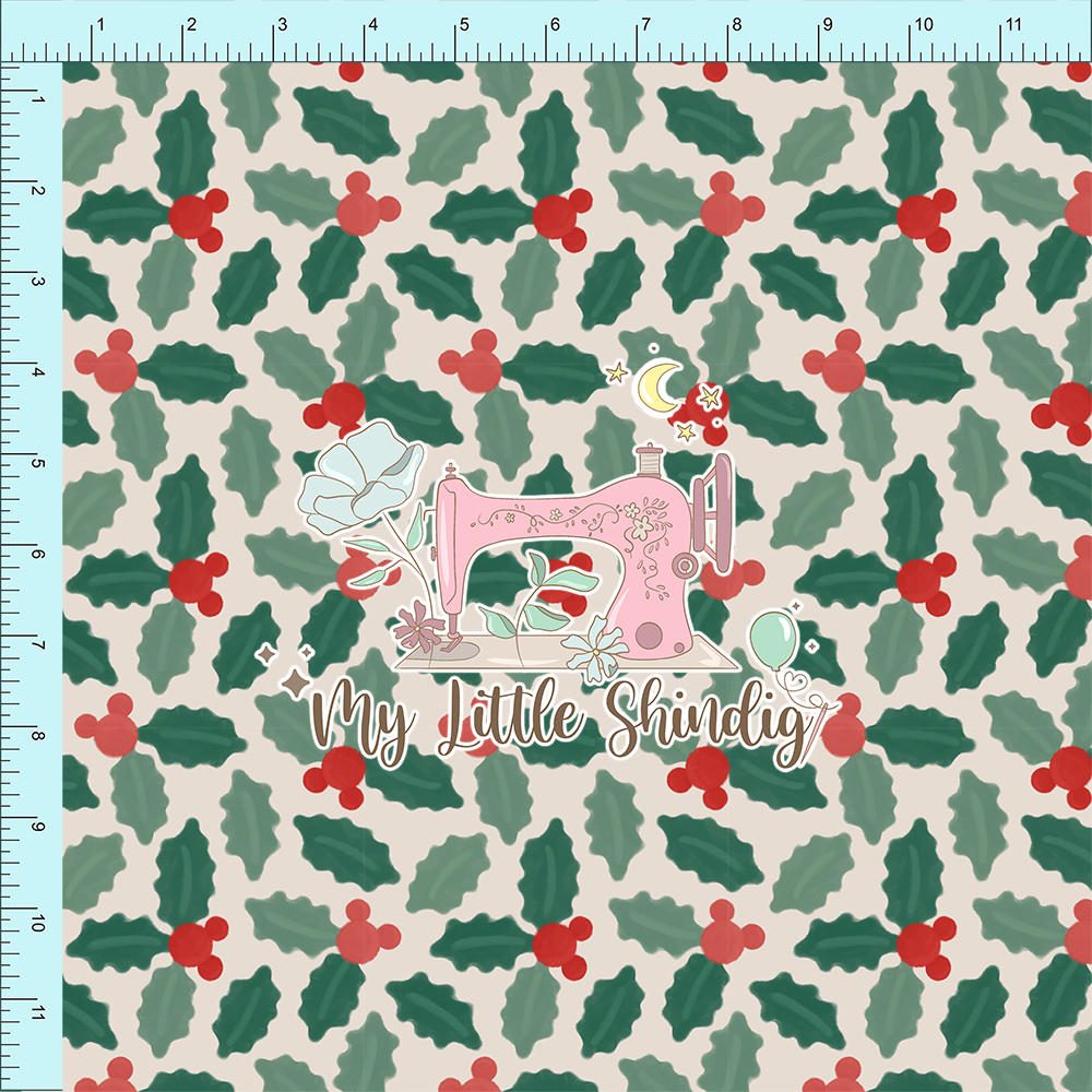 Fabric Club Month 42 - Holiday Holly Mouse (retail)