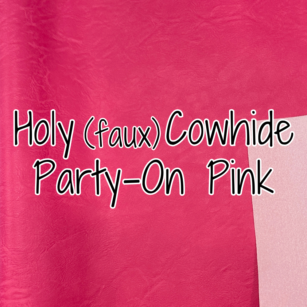 Holy (faux) Cowhide Vinyl - Party on Pink - 18" (retail)