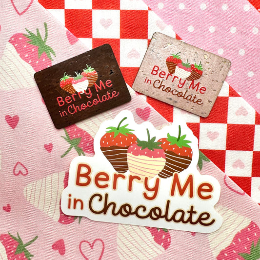 Berry Me In Chcolate - Color Printed Cork Tags (6 Pack)