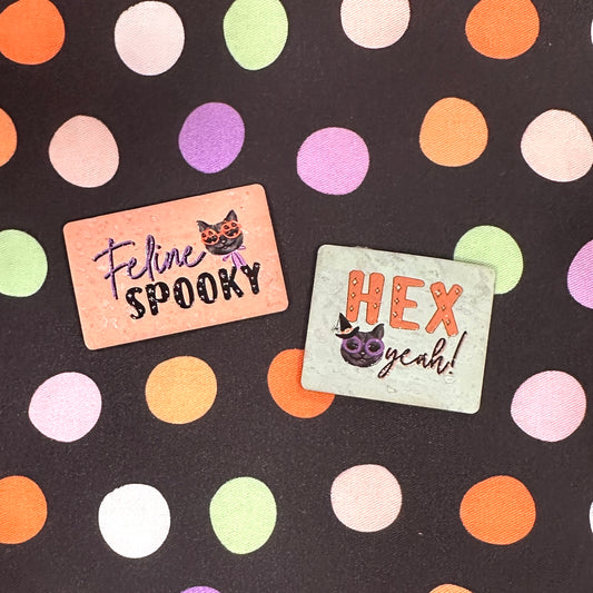 Feline Spooky - Color Printed Cork Tags (6 Pack) - MEMBERS ONLY