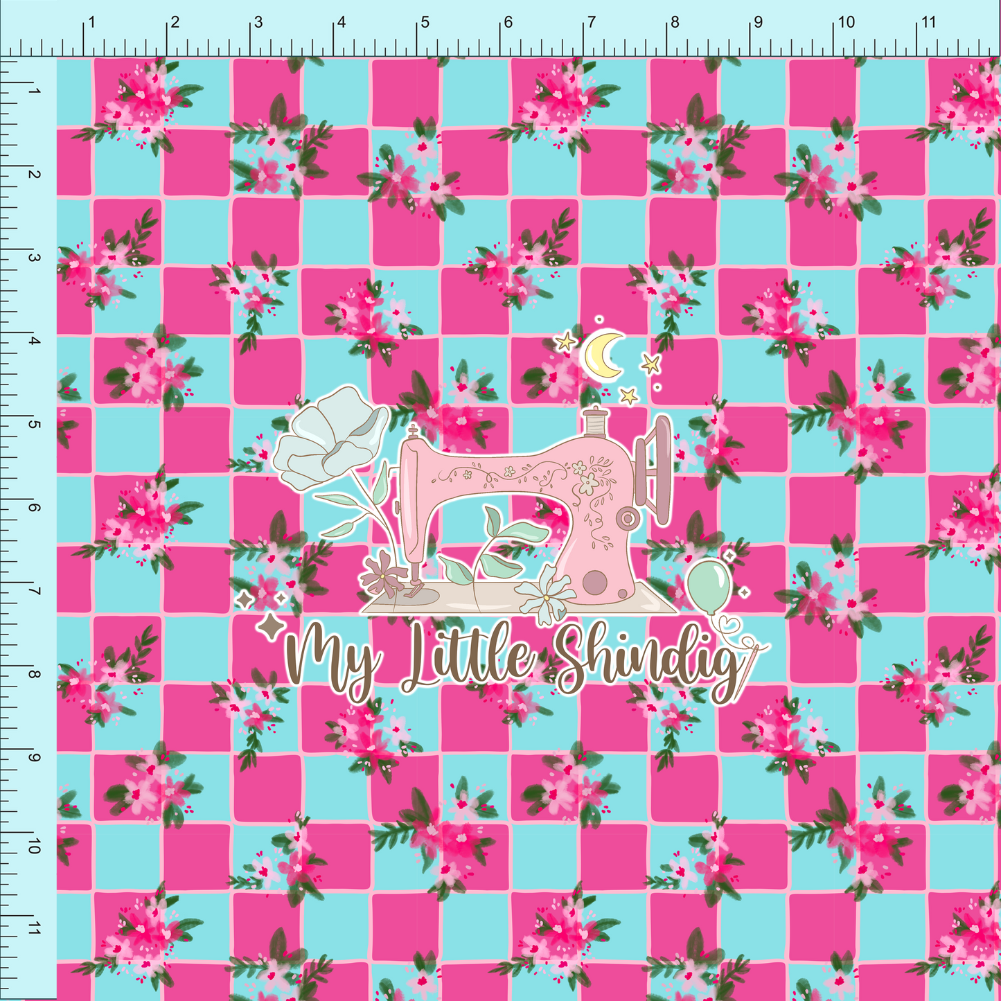 Fabric Club Month 59 - Island Summer Pink & Blue Cabana Check - Poly WPC (retail)