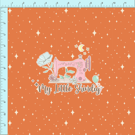 Fabric Club Month 60 - Orange Pumpkin Stars - Cotton Woven (retail)