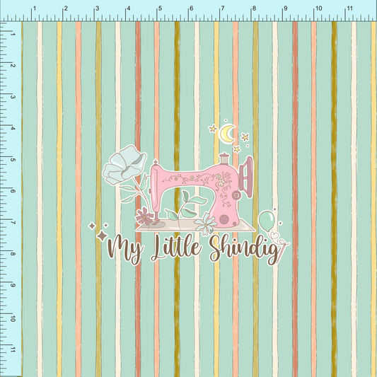 Fabric Club Month 57 - Paws & Petals Blue Stripe - Cotton Woven (retail)