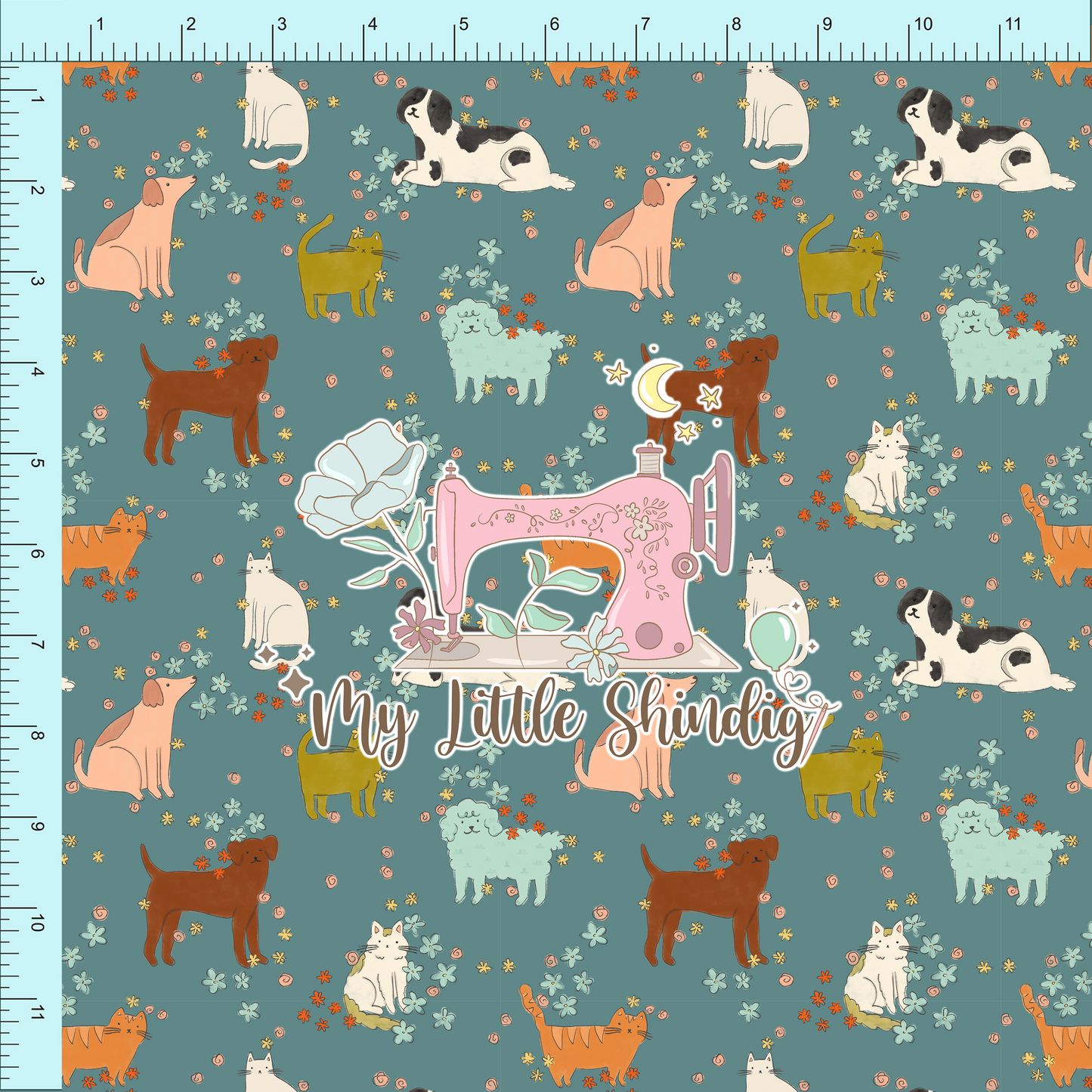 Fabric Club Month 57 - Paws & Petals on Blue - Poly WPC (retail)