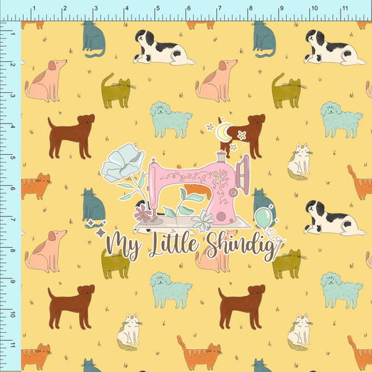 Fabric Club Month 57 - Paws & Petals Pups on Yellow - Poly WPC (retail)