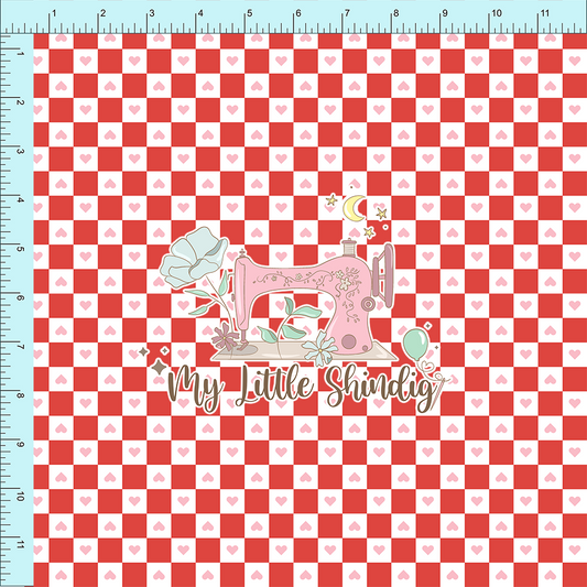 *Red Checkerboard Hearts (pre-order) - Fabric Club Month 44