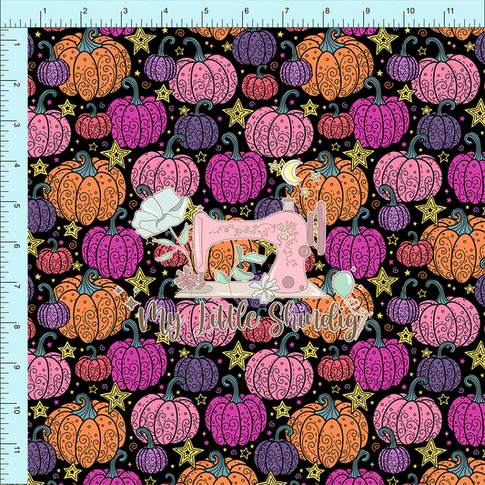 Swirly Purple Pumpkins (retail) - Fabric Club Month 40