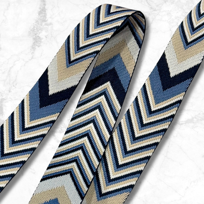 Stacked Chevron Webbing - Navy/Tan/White (retail)