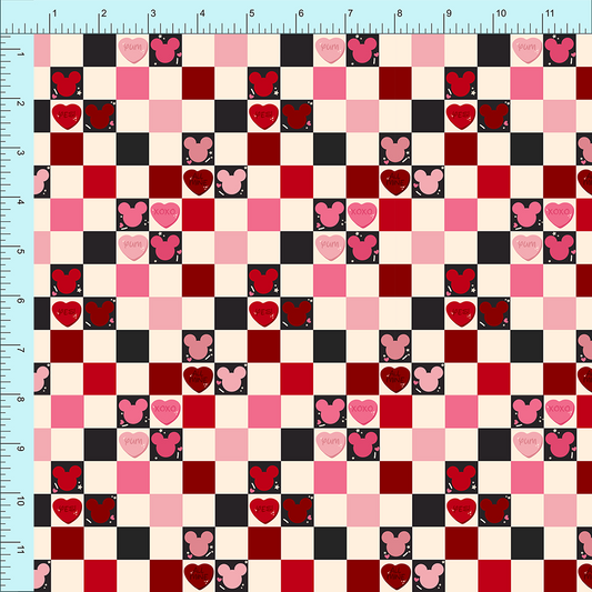 Fabric Club Month 21 - Sweetheart Mouse Red Checkerboard (pre-order)